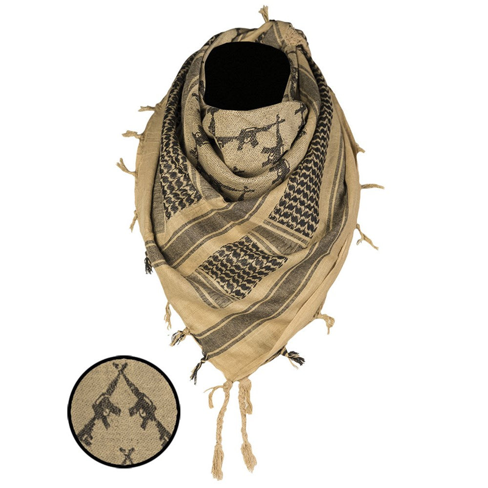Pañuelo Shemagh coyote y negro de algodón