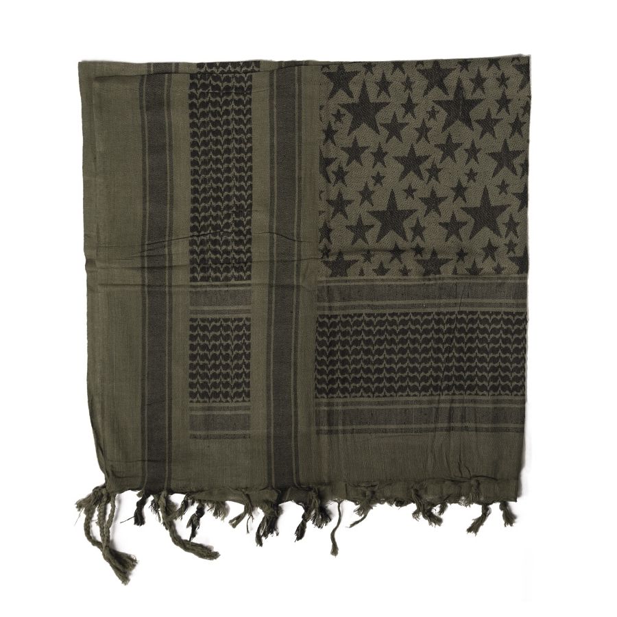 Pañuelo shemagh con diseño de estrellas en verde y negro