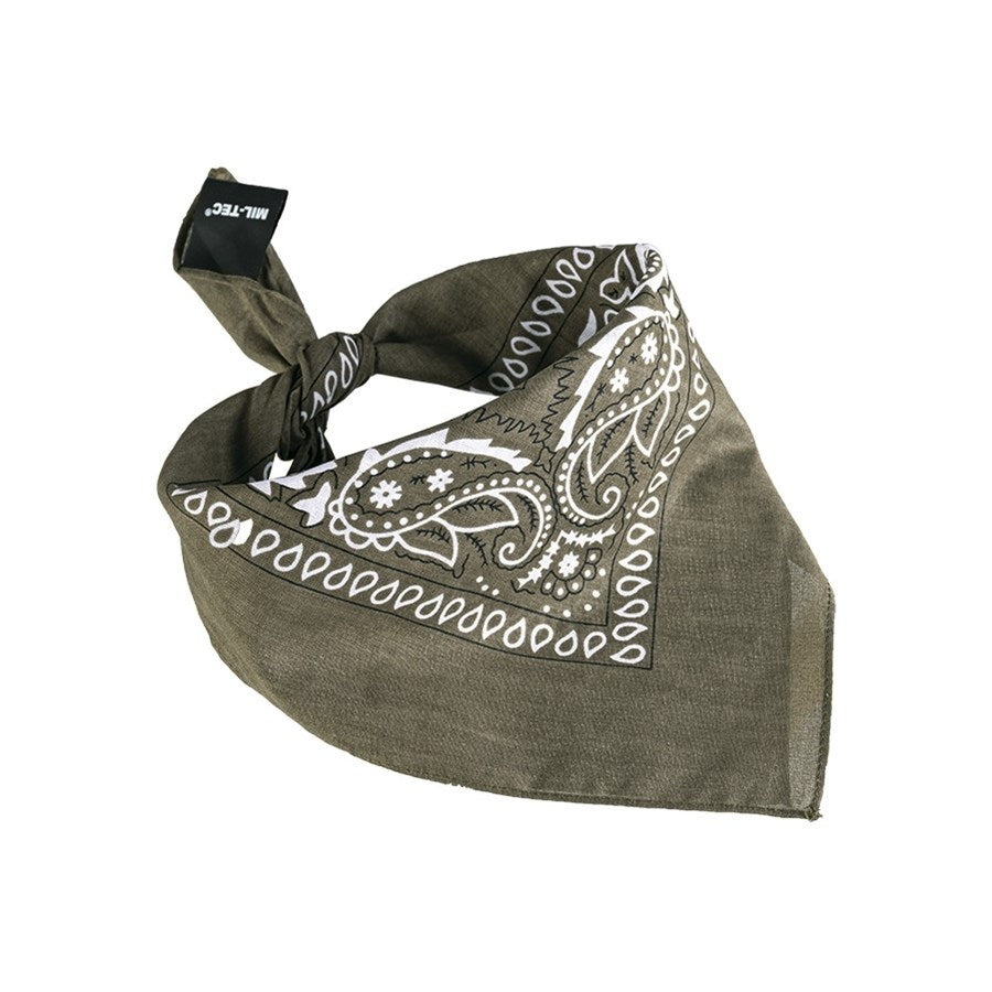 Pañuelo Western Verde 55 x 55 cm, cuatro puntas, algodón 100% con estampado