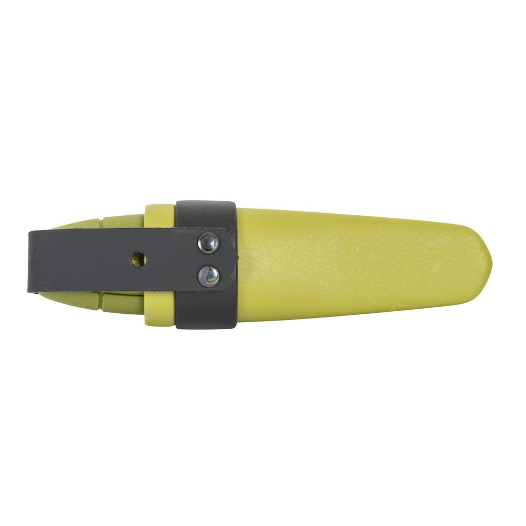 Cuchillo ELDRIS negro con funda de plástico, anilla para cordón y pedernal