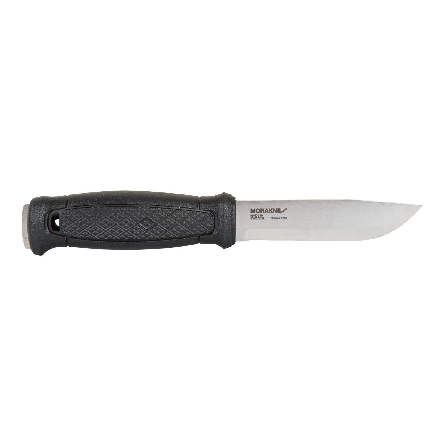 Cuchillo Mora Garberg con funda de cuero negra, mango antideslizante y hoja de acero inoxidable