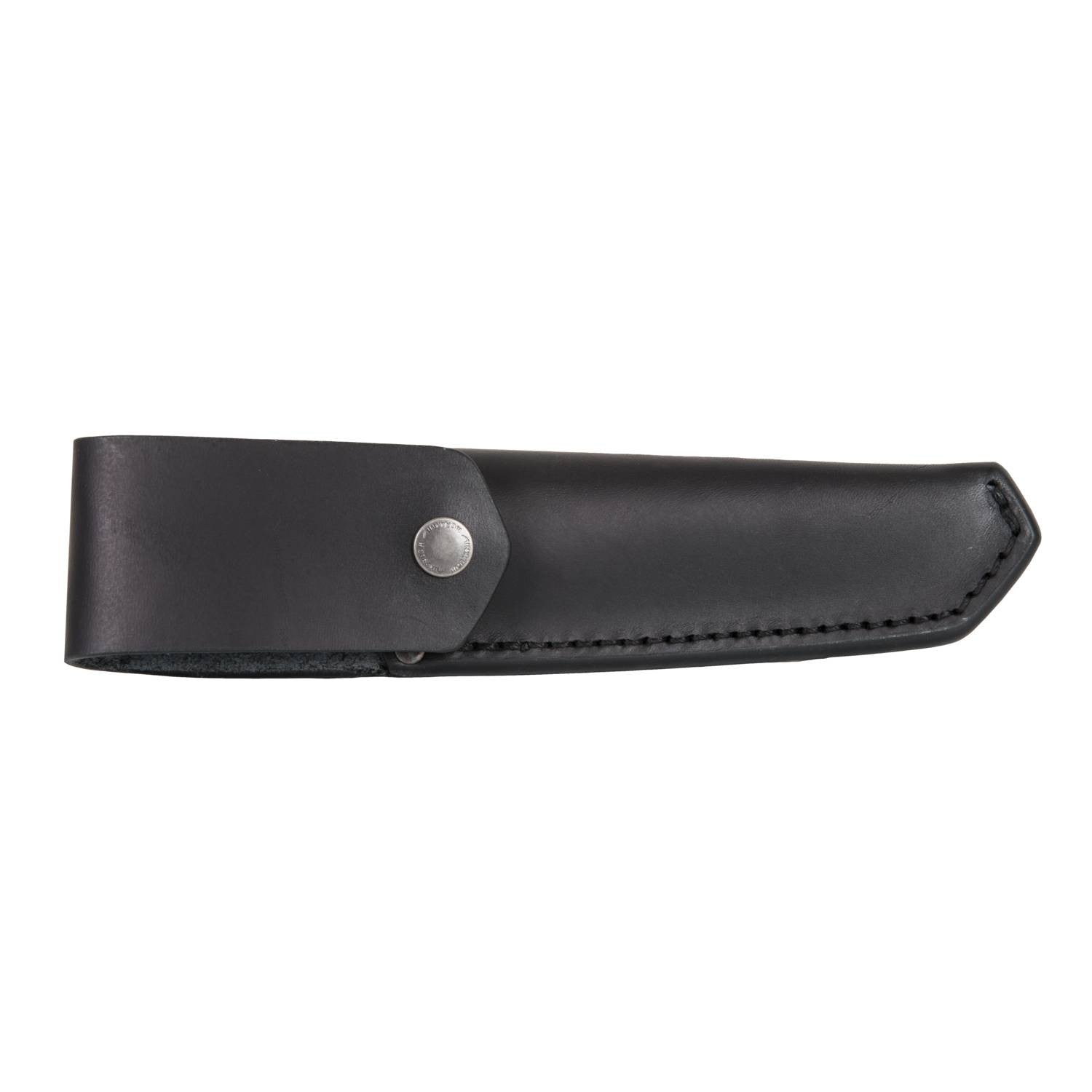 Cuchillo Mora Garberg con funda de cuero negra, mango antideslizante y hoja de acero inoxidable