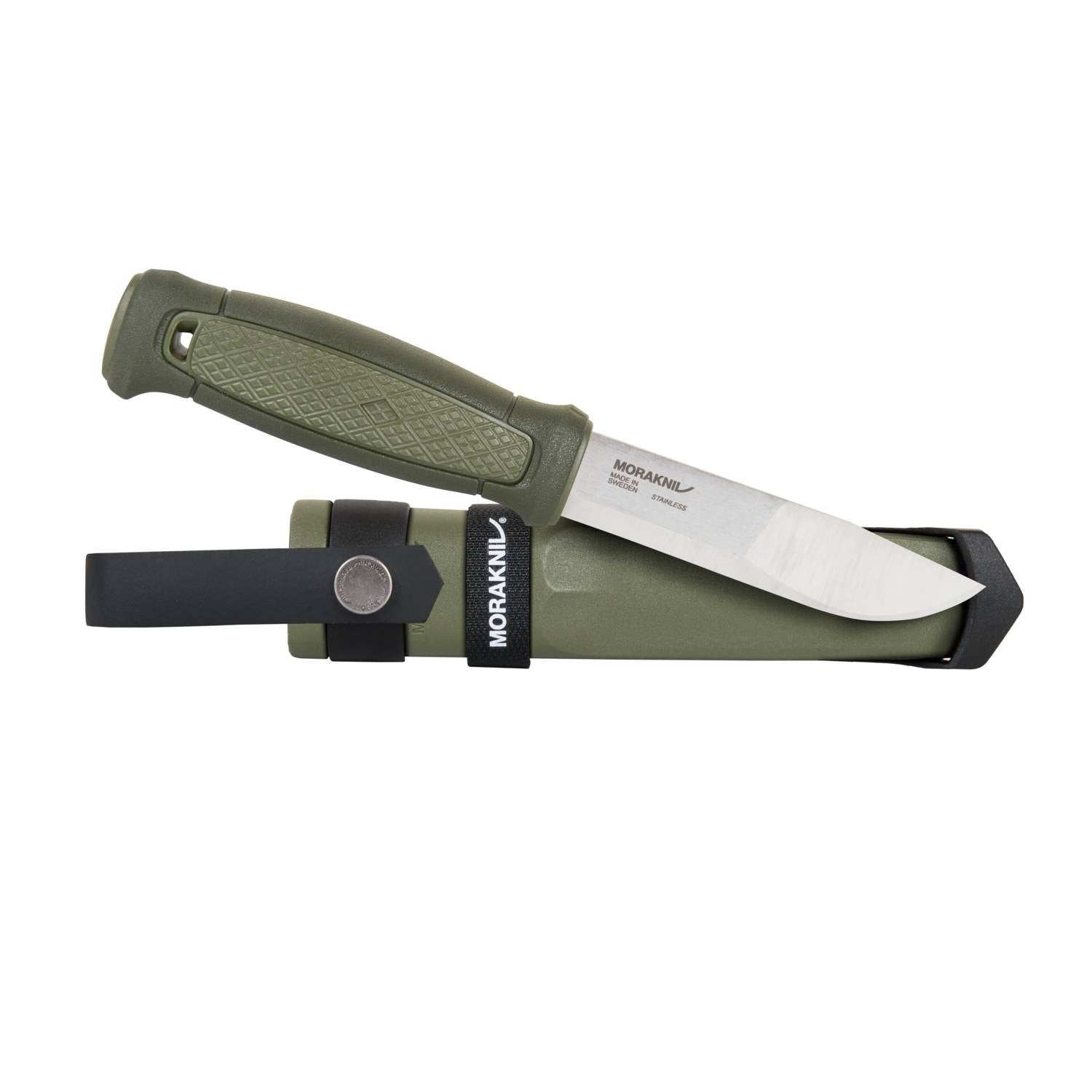 Mora Kansbol Multi-Mount verde, cuchillo fijo con hoja 109 mm en acero 12C27 y funda MULTI-MOUNT