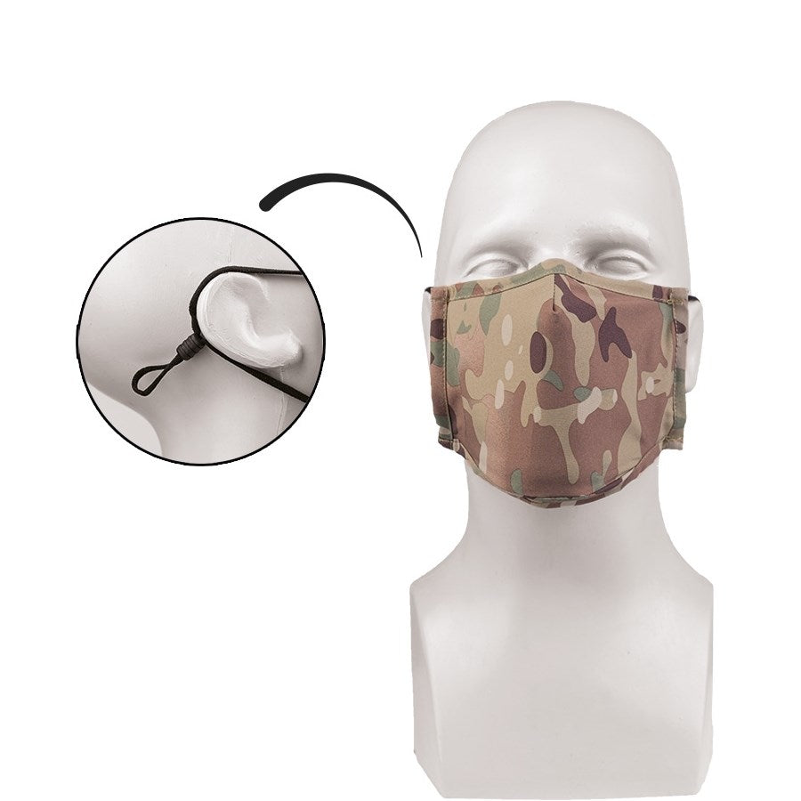 Mascarilla SQUARE-SHAPE rip-stop MULTITARN Negra, protección de boca y nariz