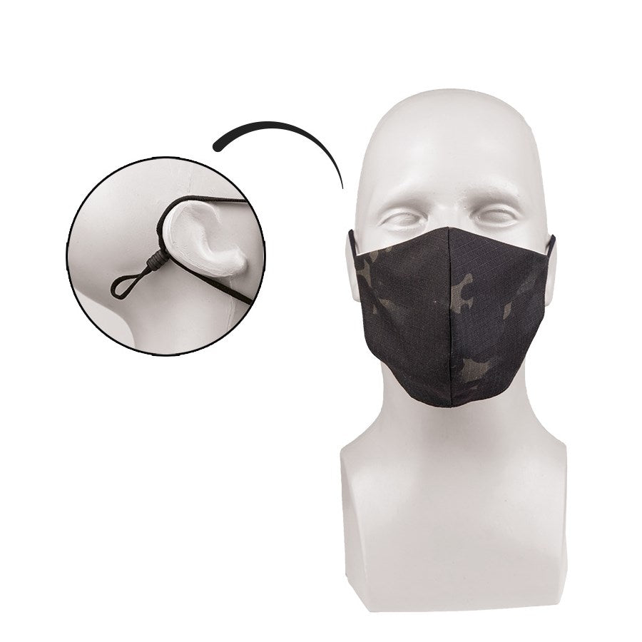 Mascarilla SQUARE-SHAPE rip-stop MULTITARN Negra, protección de boca y nariz