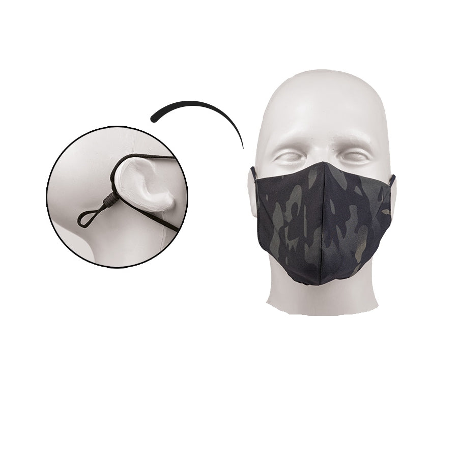 Mascarilla SQUARE-SHAPE rip-stop MULTITARN Negra, protección de boca y nariz