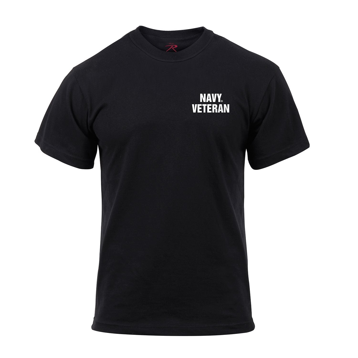 Camiseta negra US NAVY VETERAN con estampado en pecho y emblema en la espalda