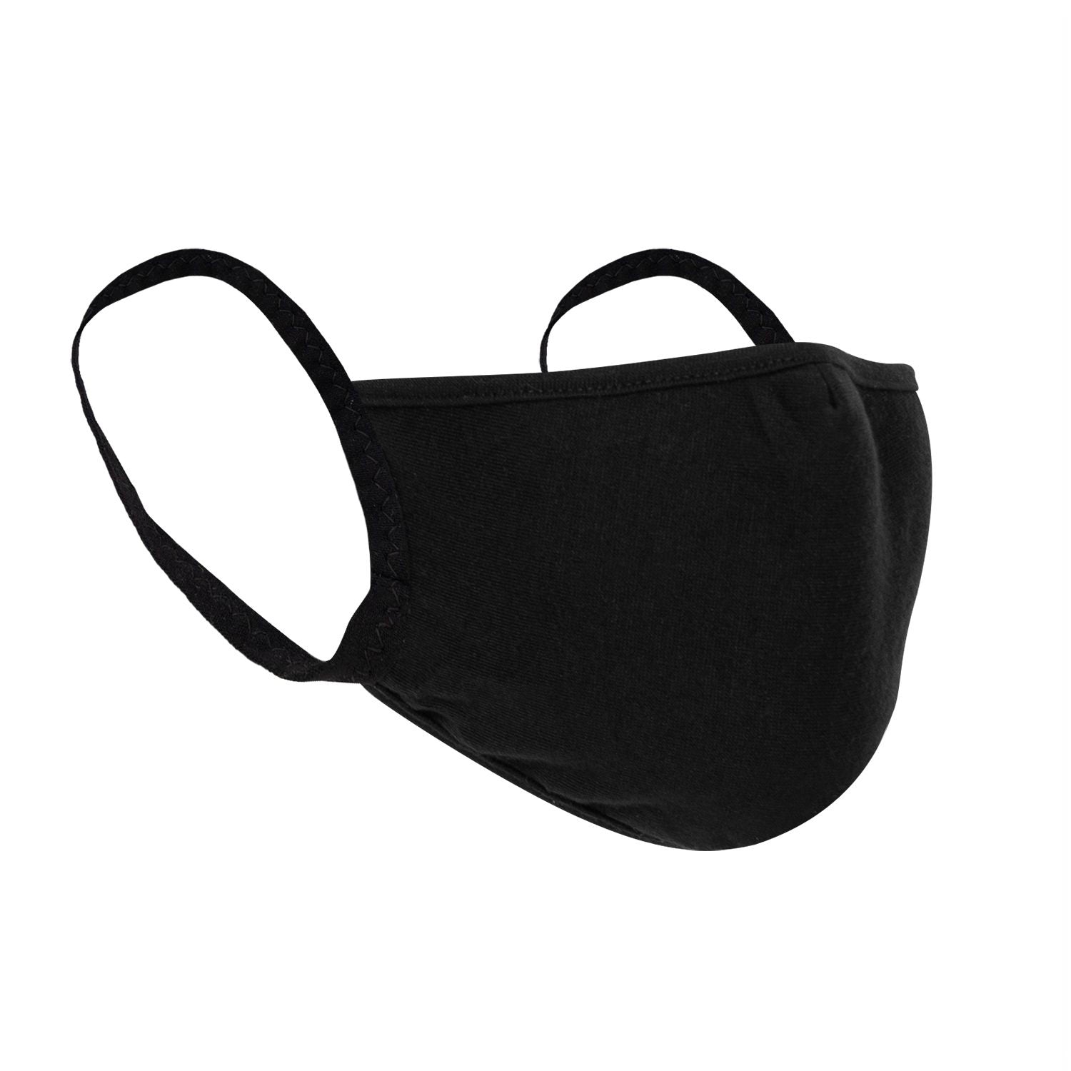 Mascarilla 3 capas negra, lavable y reutilizable, 100% poliéster. Tallas S/M (ancho 10 cm) y L/XL (ancho 13 cm), altura 12,7 cm