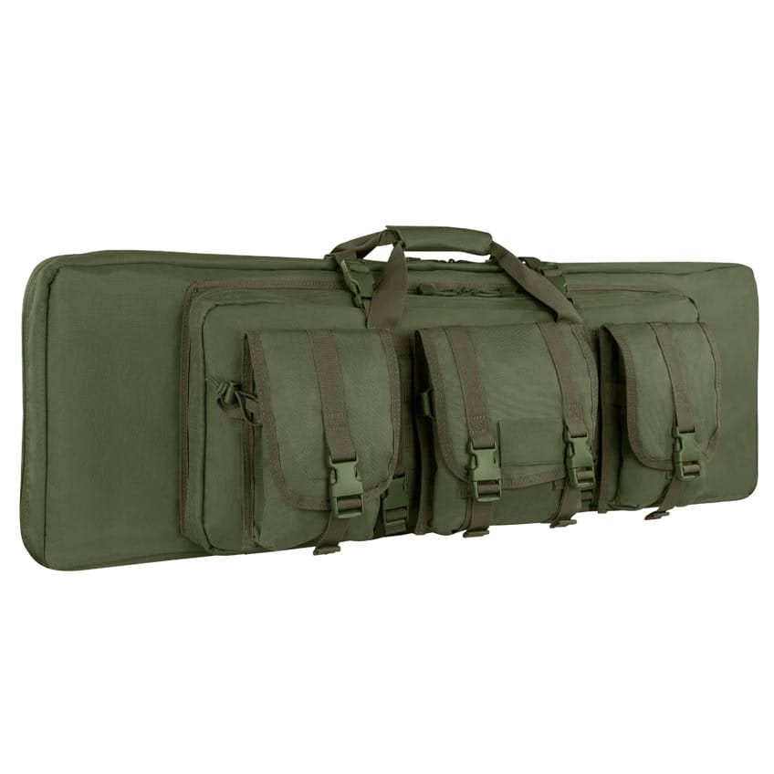 Bolsa para rifle 105 cm verde con 3 bolsillos modulares desmontables y correa