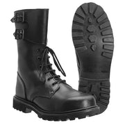 Botas francesas COMBAT negras con dos hebillas, cuero de vacuno y suela de goma perfilada