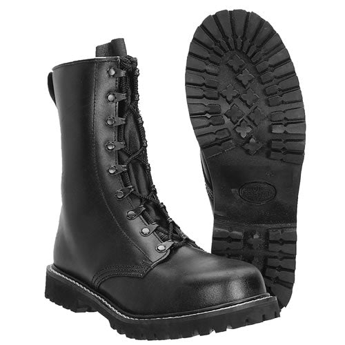 Botas BW PARA combate negras en cuero bovino con forro de piel y puntera de acero