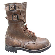 Botas francesas M47 WWII de cuero marrón, usadas y con algo de moho