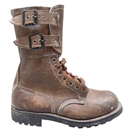 Botas francesas M47 WWII de cuero marrón, usadas y con algo de moho