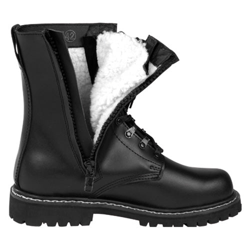 Botas BW PILOT negras con forro de pelo, cuero de vaca y cremallera lateral