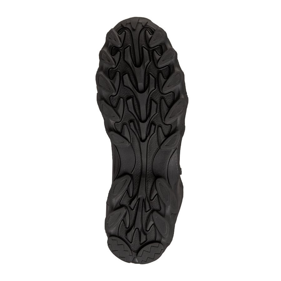 Botines CHIMERA High negros, vista lateral con suela de goma y refuerzos en puntera y talón