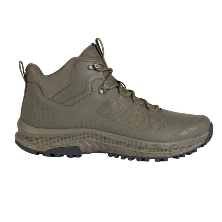 Botines ASSAULT MID verdes de MIL-TEC, suela de goma y diseño transpirable