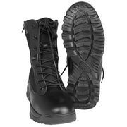 Botas tácticas TACTICAL negras con dos cremalleras YKK, cuero de vaca, CORDURA y suela de goma