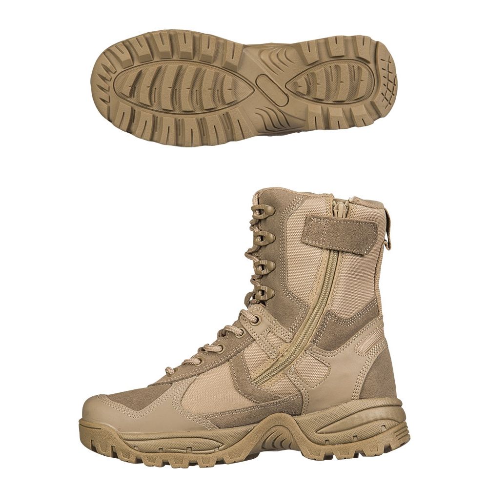 Botas PATROL con cremallera lateral YKK, cuero y poliéster, suela goma/EVA