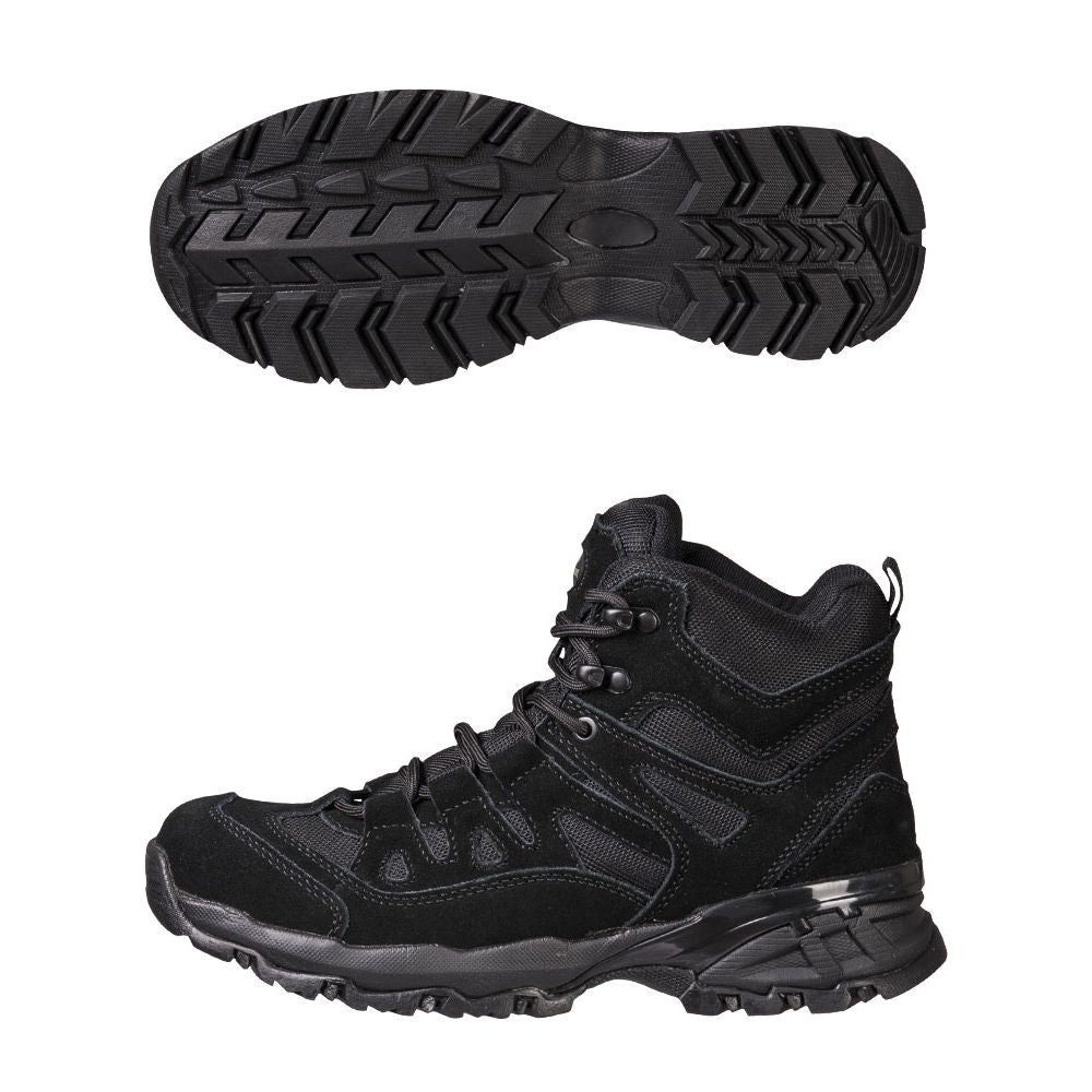Botines SQUAD 5" negros, parte superior cuero vacuno y poliéster, vista lateral