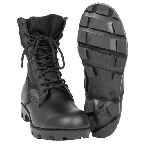 Botas JUNGLE tipo PANAMA negras, exterior piel, cuerpo poliamida reforzado y suela de goma perfilada