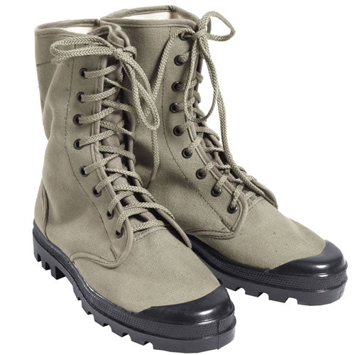 Botas COMANDO de lona verdes, 9 ojales, suela de PVC, estilo ejército francés