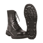 Botas INVADER altas negras con 10 ojales, puntera de acero y piel bovina