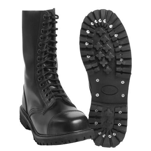 Botas INVADER negras con puntera de acero y 14 ojales