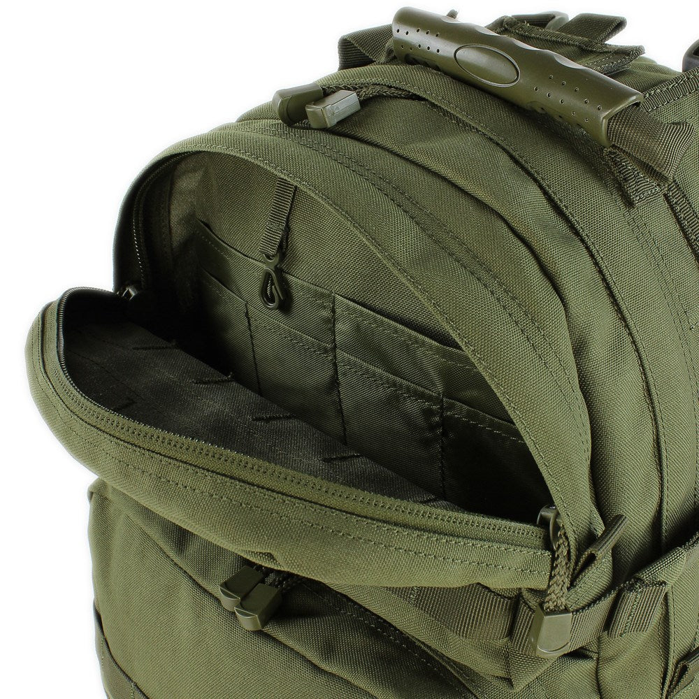 Mochila MOLLE Asalto Mediana Verde 35 L, correas acolchadas, hebillas fastex y anillas para equipo