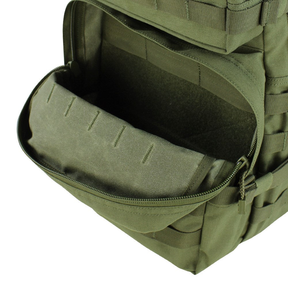 Mochila MOLLE Asalto Mediana Verde 35 L, correas acolchadas, hebillas fastex y anillas para equipo