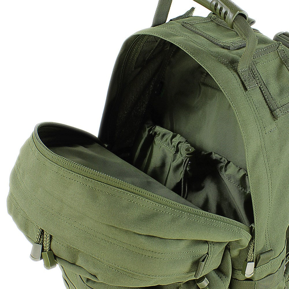 Mochila MOLLE Asalto Mediana Verde 35 L, correas acolchadas, hebillas fastex y anillas para equipo