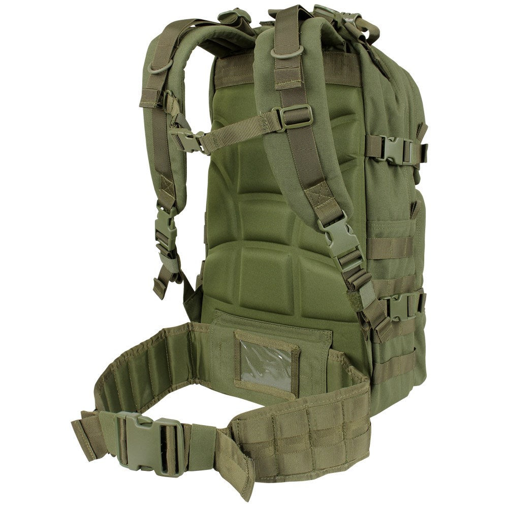 Mochila MOLLE Asalto Mediana Verde 35 L, correas acolchadas, hebillas fastex y anillas para equipo