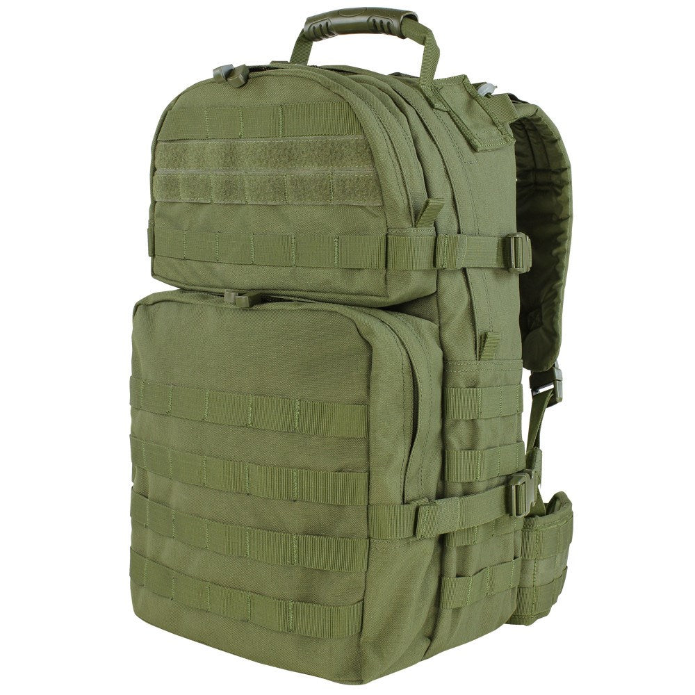 Mochila MOLLE Asalto Mediana Verde 35 L, correas acolchadas, hebillas fastex y anillas para equipo