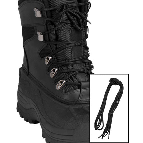 Par de cordones negros de algodón redondos para botas, 140 cm