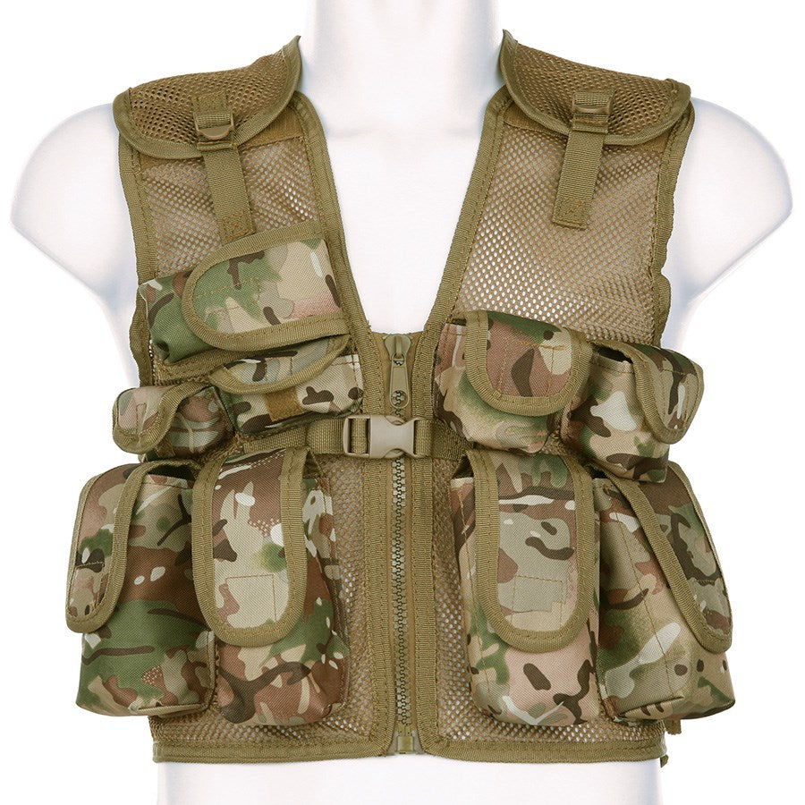 Chaleco táctico infantil ASSAULT, 9 bolsillos, cierre cremallera, 1000D Cordura