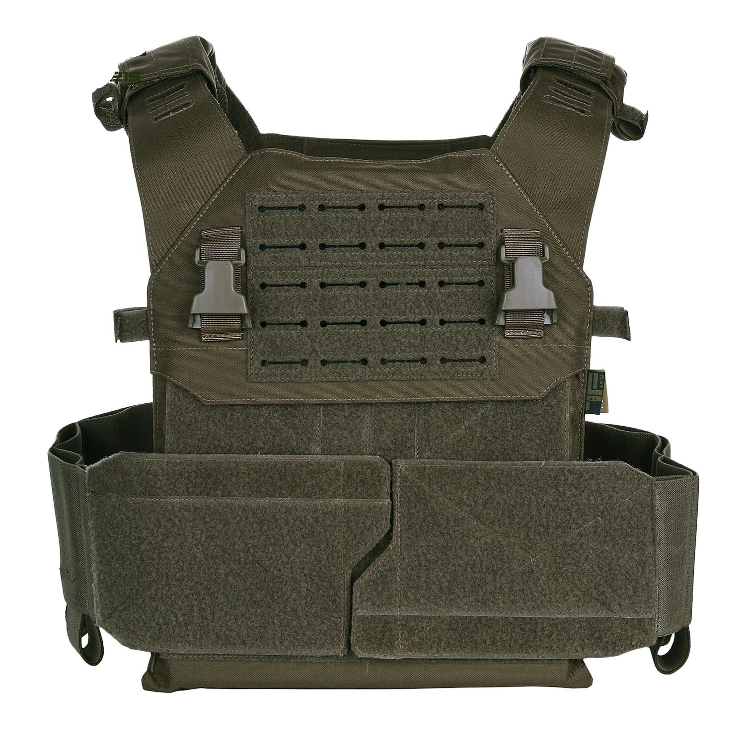 Chaleco táctico modular Cordura 500D color coyote, portaplacas compatible con MOLLE/PALS y placas SAPI