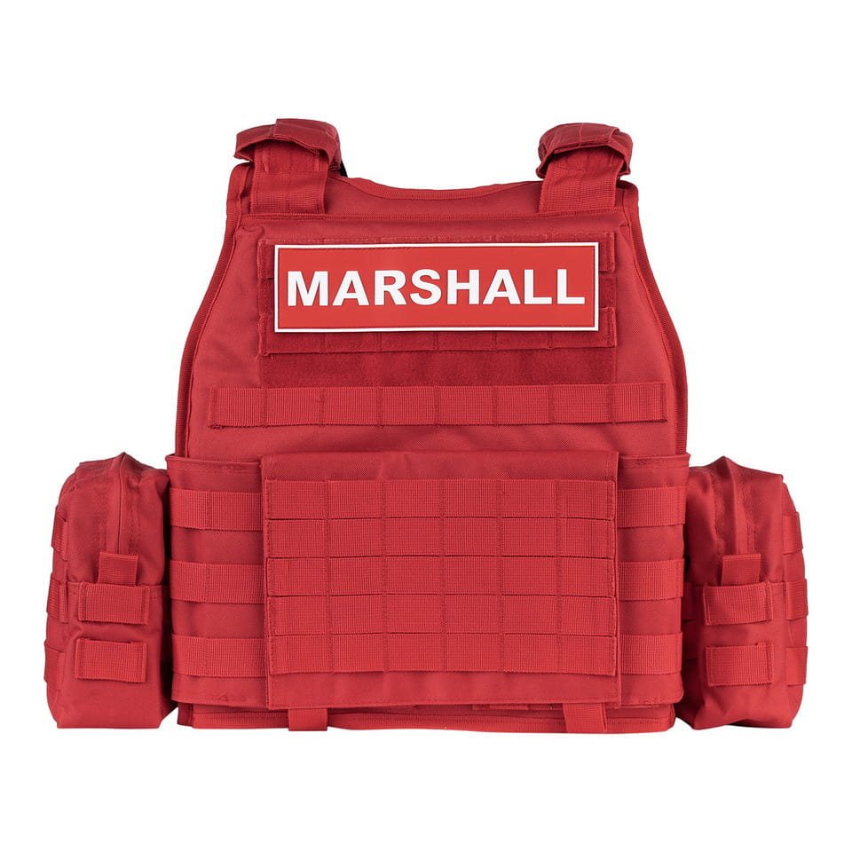 Chaleco táctico Marshall rojo con bolsillos desmontables