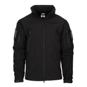 Chaqueta softshell TACTICAL 101 INC negra con bolsillos en mangas y paneles velcro