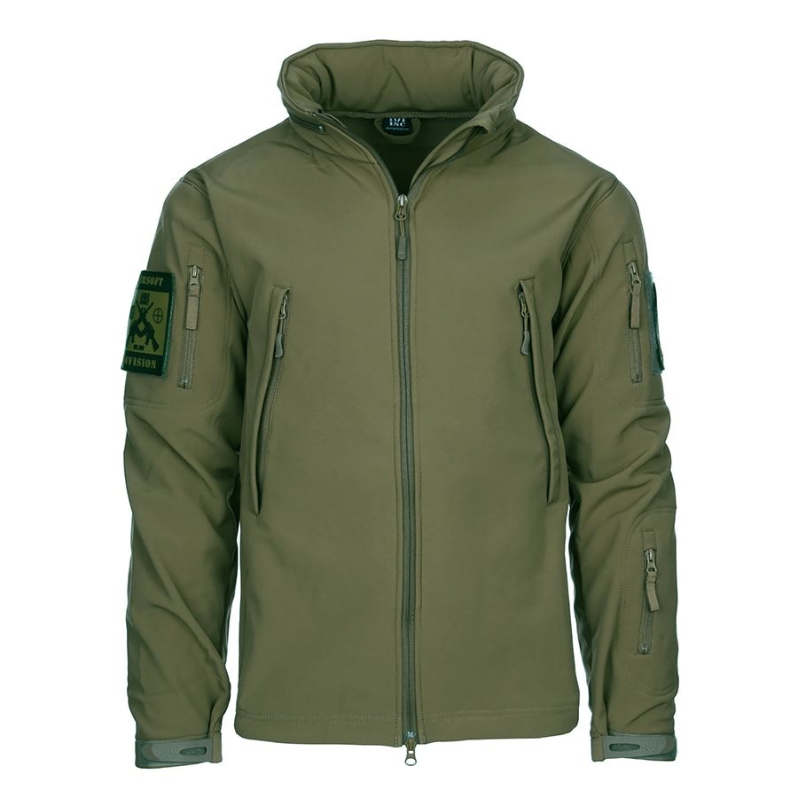 Bunda TACTICA 101 INC Softshell ZEENÁ, chaqueta táctica softshell con bolsillos en las mangas y paneles velcro