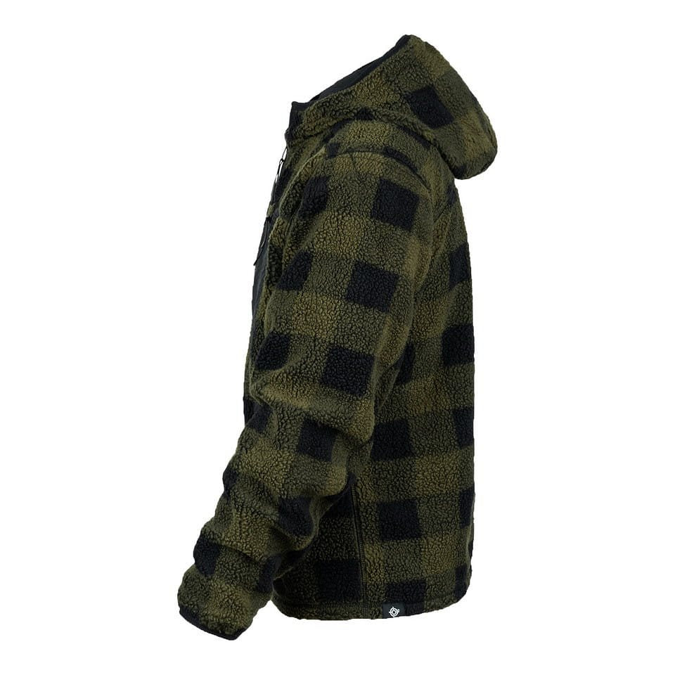 Chaqueta reversible softshell negra y verde con forro sherpa y capucha ajustable
