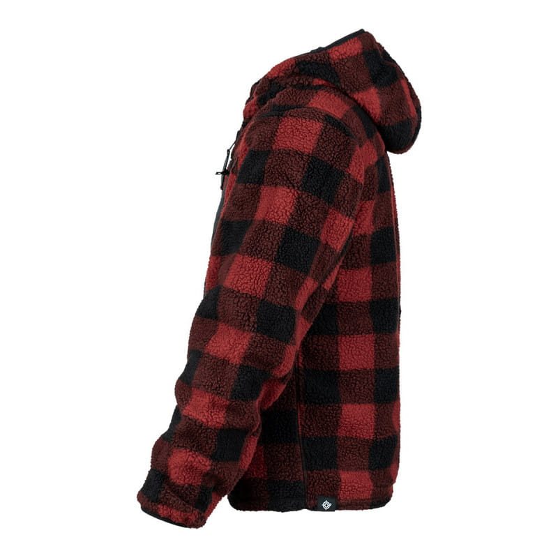 Chaqueta reversible Sherpa Softshell negra y roja con capucha ajustable