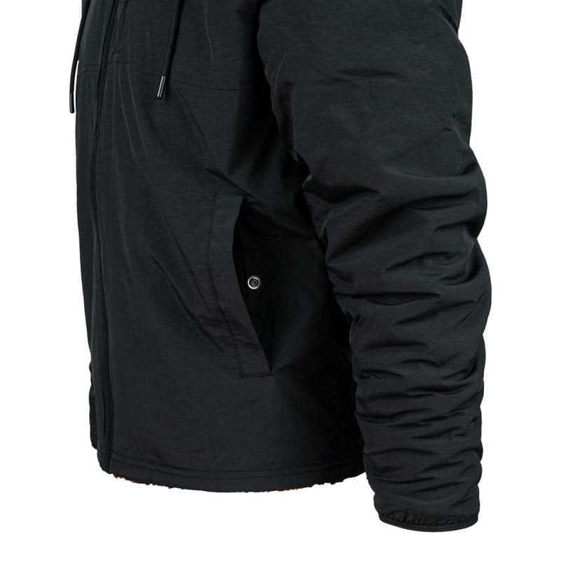 Chaqueta reversible Sherpa Softshell negra y roja con capucha ajustable