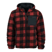 Chaqueta reversible Sherpa Softshell negra y roja con capucha ajustable