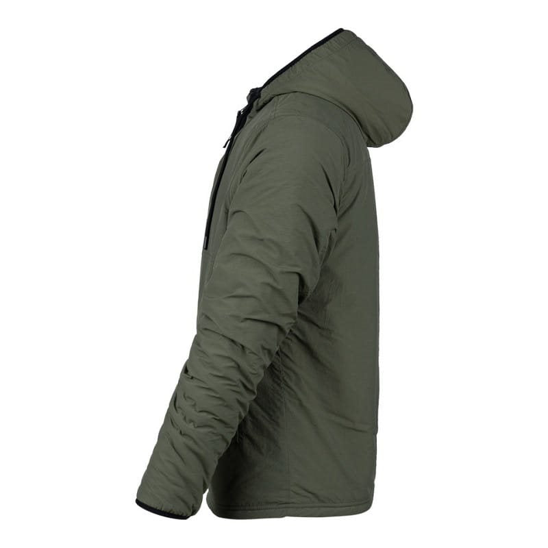 Chaqueta reversible softshell impermeable y sherpa con capucha ajustable coyote/verde