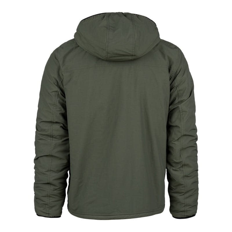 Chaqueta reversible softshell impermeable y sherpa con capucha ajustable coyote/verde