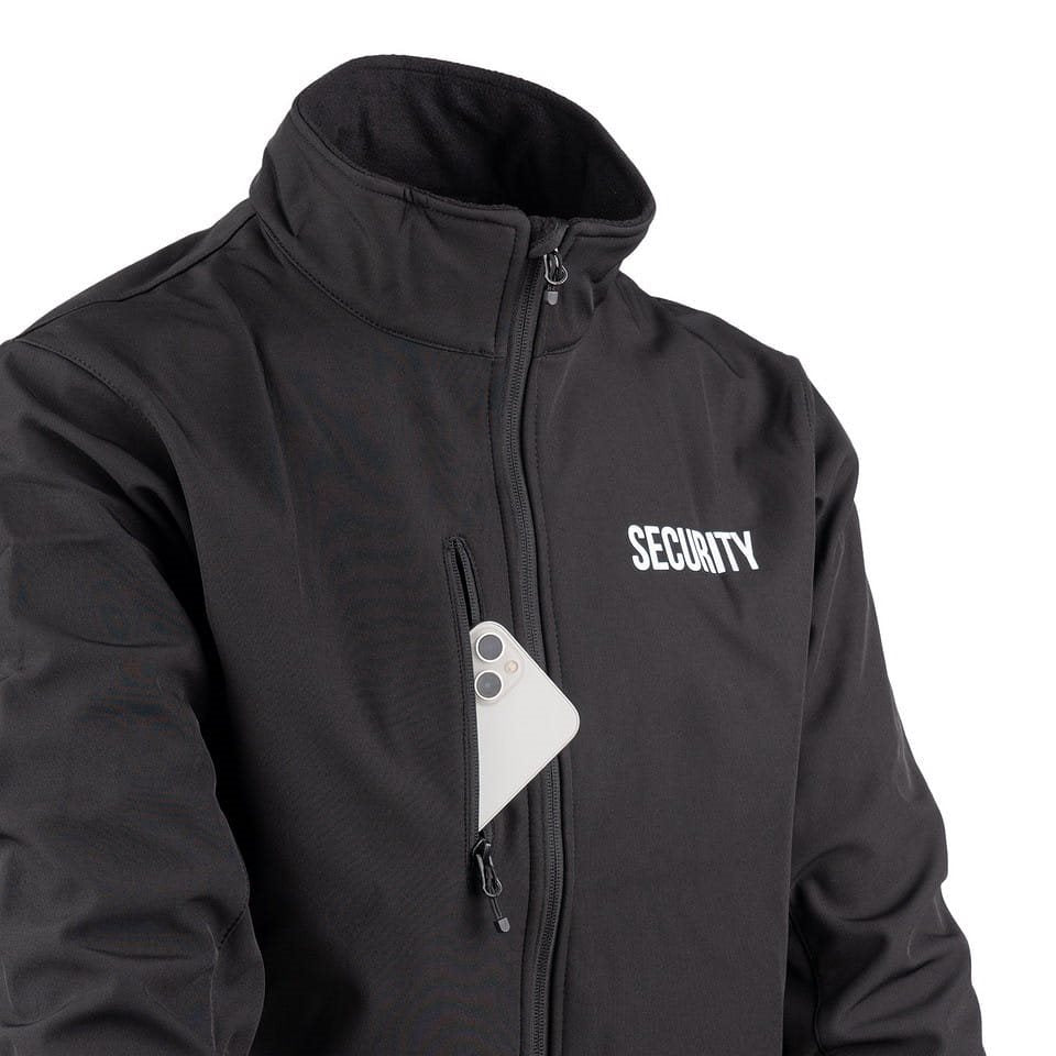 Chaqueta softshell SECURITY negra, vista frontal del producto