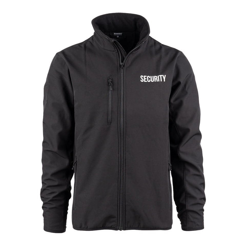 Chaqueta softshell SECURITY negra, vista frontal del producto