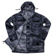 Chaqueta Smock 101 INC CQB Camo, capucha ajustable y protectores de codo extraíbles