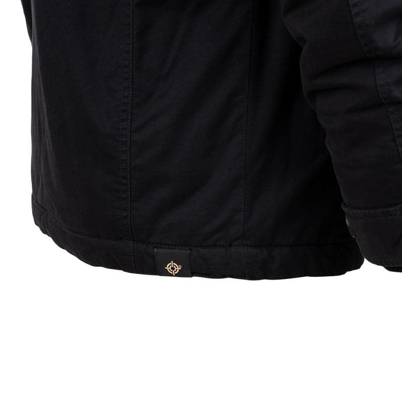Parka Commander Army negra, vista frontal, algodón con efecto lavado