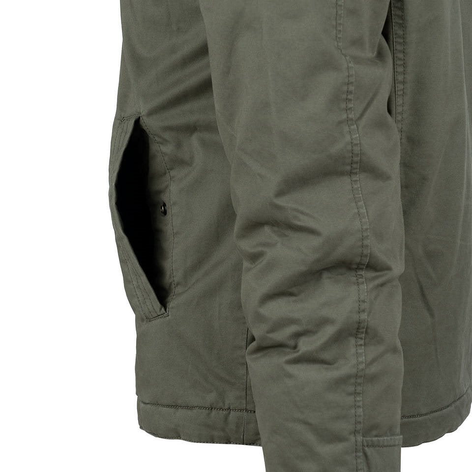 Parka Commander Army verde, parka cálida de algodón con acabado lavado vista frontal
