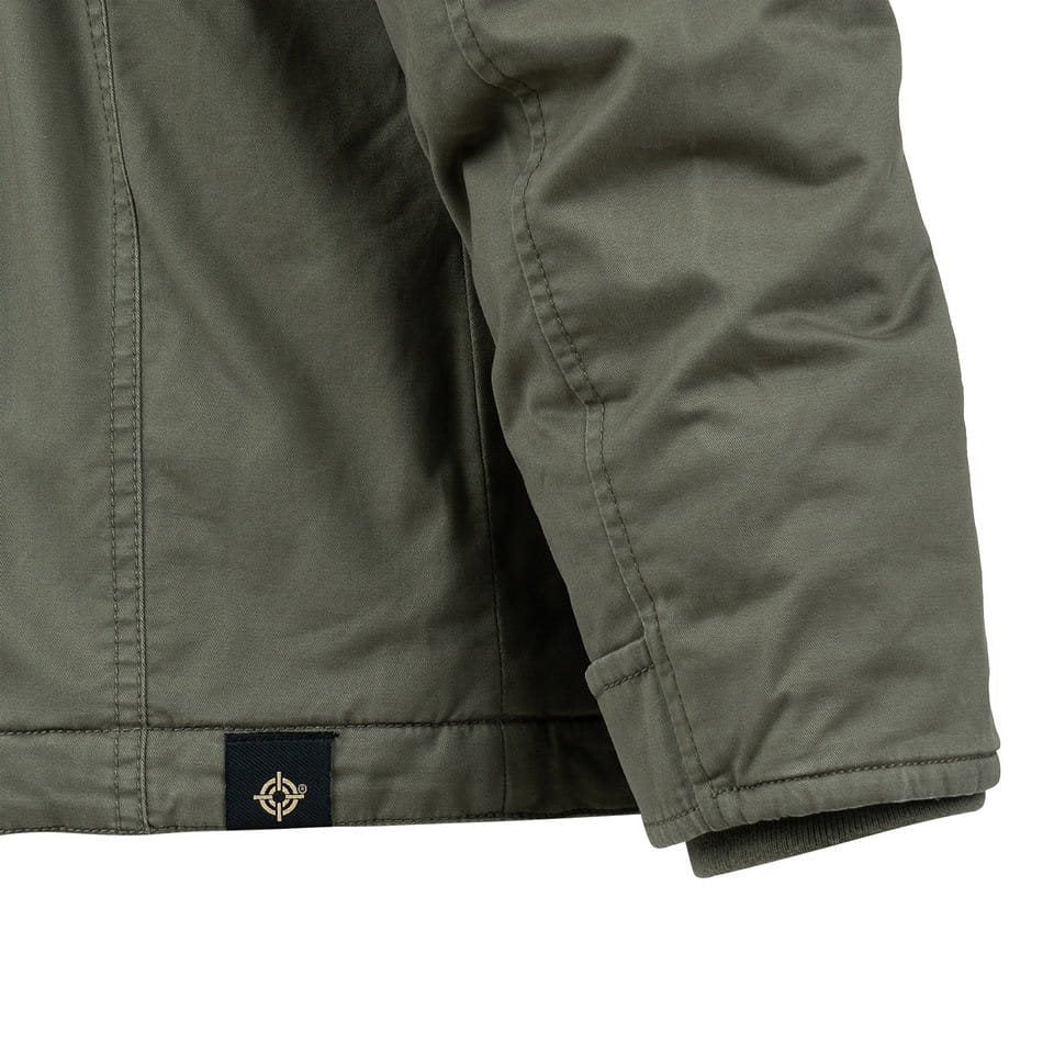 Parka Commander Army verde, parka cálida de algodón con acabado lavado vista frontal